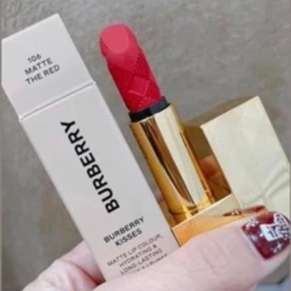 แท้💯 /พร้อมส่ง 💄BURBERRY Kisses Lipstick mini 1g. Matte The Red No.106