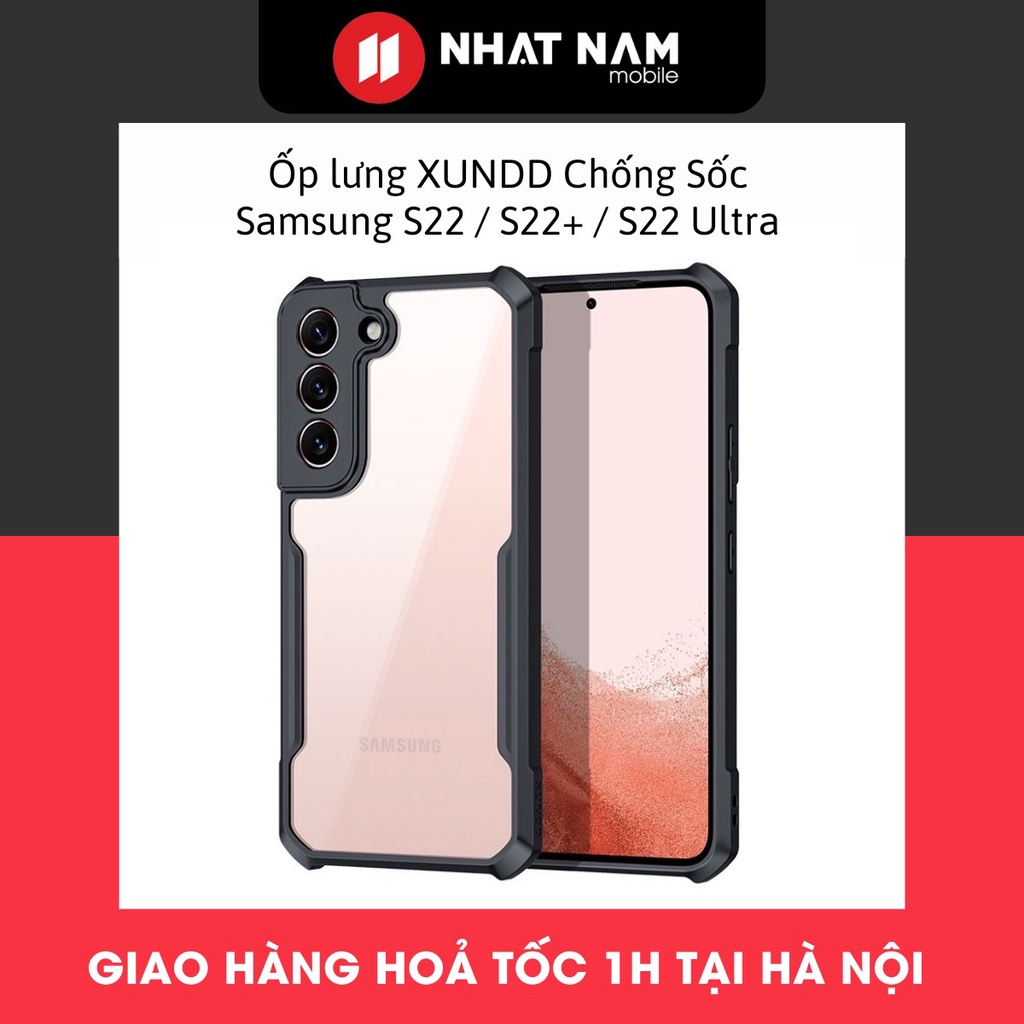 เคส XUNDD, เคส Samsung S22 / S22+ / S22 Ultra ด้านหลังโปร่งใส, ขอบ TPU, กันกระแทก