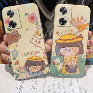 New เคสโทรศัพท์ Oppo A57 2022 / A77 5G / A96 4G / A76 Fashion Soft Case Bling Rhinestone Cute Cartoon Girls Cover เคส OPPOA57 4G OPPOA77