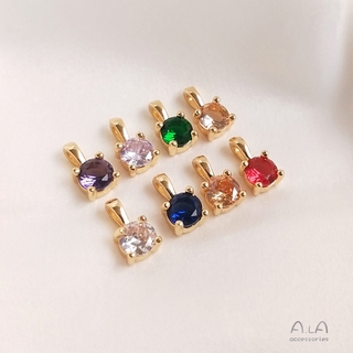 [Little Blu] จี้เพทาย ทองแดง 14K ขนาดเล็ก 3A แฮนด์เมด diy