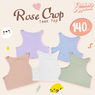 Rose Crop เสื้อครอป ผ้าร่องเล็ก ผ้ายืดมาก แขนกุด เอวลอย