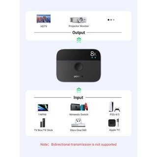 UGREEN สวิตช์ HDMI 2.1 8K@60Hz 2 in 1 Out HDMI Switcher Splitter รองรับ 3D, CEC, HDR, Dolby AC ความเร็วสูง 48Gbps 4K@120Hz Converter เข้ากันได้กับ Apple PS5/PS4 Fire Stick Xbox