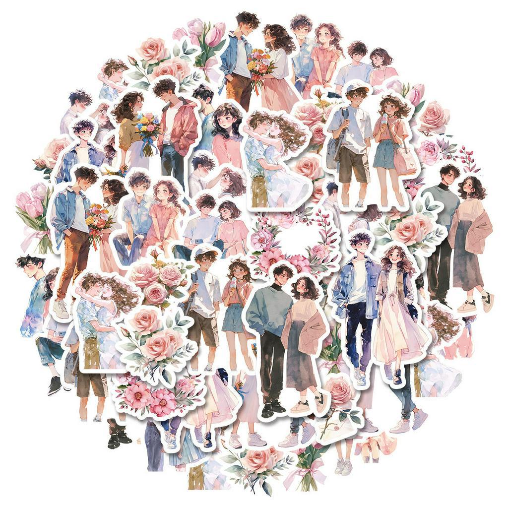 30ชิ้นดอกไม้คู่โรแมนติกที่มีรูปแบบต่างๆสัตว์เลี้ยงกันน้ําภาพตัดปะนักเรียนทําเองเครื่องเขียนสติ๊กเกอร์ตกแต่งเหมาะสําหรับแล็ปท็อป,กระเป๋าเดินทาง,เศษหนังสือ,ของขวัญ,สติกเกอร์ตกแต
