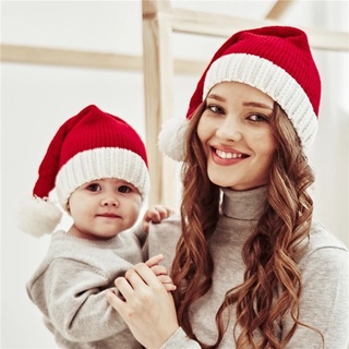 Christmas Hat Fur Ball Baby Cap Parent-Child Knitted Hat/ Warm Beanie Santa Claus New Year Gifts