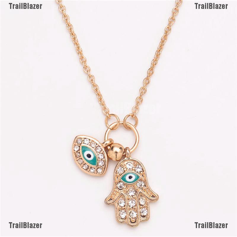 Fatima Hamsa สร้อยคอ จี้ตุรกีตาชั่วร้าย สีฟ้า