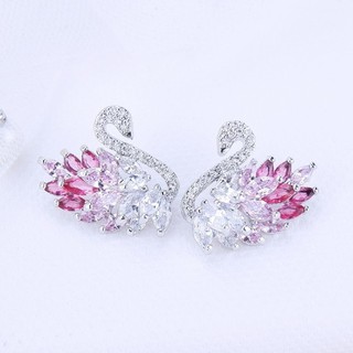 Miss Earring ต่างหูแป้น FACET SWAN PINK