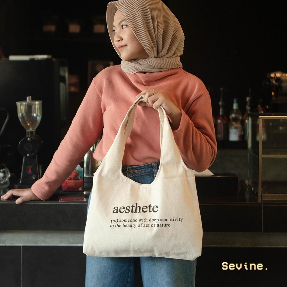 มาถึง.. Sevine Canvas Tote Bag Womens College Fashion Laptop Totebag Quotes Aesthetic Vintage Series