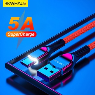 Bkwhale สายชาร์จเร็ว 5A ไฟ Led Micro Usb Type-C สําหรับ  Android โทรศัพท์