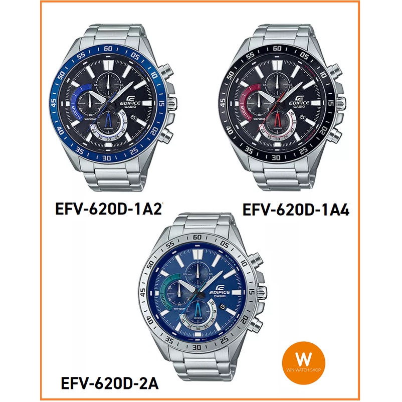 นาฬิกา Casio Edifice ของแท้ 100% รุ่น EFV-620D นาฬิกาข้อมือผู้ชาย โครโนกราฟสายแสตนเลส กันน้ำ100 เมตร