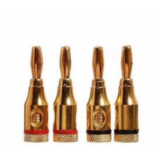 4pcs 4mm Speaker Banana Plug Audio Jack Cable Connector Adapter (Gold)