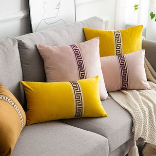 Berkalun Nordic Velvet Throw Pillow Cushion Solid Color Cushion Office Waist Cushion Living Room Sofa Hugging Pillowcase