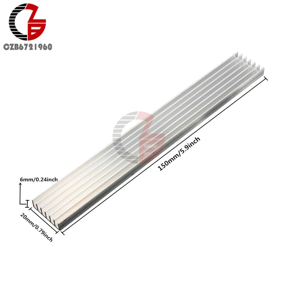 ฮีทซิงค์ระบายความร้อน อลูมิเนียม LED 150x20x6 มม. สีเงิน สีขาว