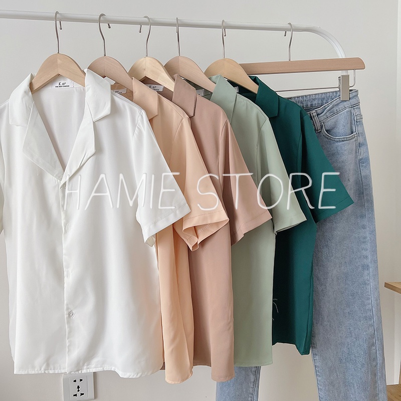 เสื้อเชิ้ตคอปกแขนสั้นสไตล์เรียบง่ายของผู้หญิง HBT425 เสื้อเชิ้ตผู้หญิงออฟฟิศเกาหลี