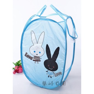 ตะกร้าใส่ผ้าลายการ์ตูน กระต่ายน้อย Rabbit Love พับเก็บได้
