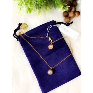 💫สร้อยคอ จี้โลโก้ Tory Burch Pearl Chain Necklace-มุกเทา ของแท้100%