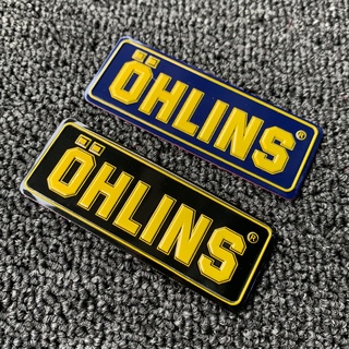 OHLINS สติ๊กเกอร์อลูมิเนียมอัลลอยด์ท่อไอเสียรถจักรยานยนต์กันน้ำและทนอุณหภูมิสูง