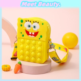 Spongebob SquarePants Pop It พวงกุญแจกระเป๋าสตางค์ ของเล่นฟิดเจ็ต บีบบับเบิ้ล คลายเครียด สําหรับเด็ก