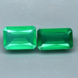 คาลซิโดนีสีเขียว (Green Chalcedony) 2.81 กะรัต 2 ชิ้น (6292)