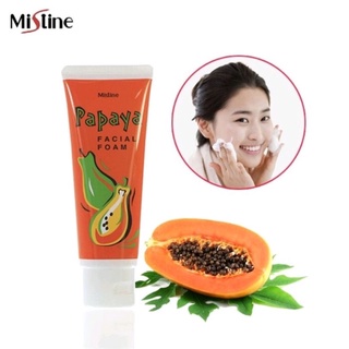 Mistine Papaya Facial Foam 100 g. มิสทีน 💕💕สูตรผสมมะละกอ โฟมมะละกอ //ล็อตใหม่ล่าสุดของบริษัท