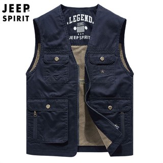 Jeep Spirit เสื้อกั๊กเดินป่า เสื้อกั๊กช่างภาพ เสื้อกั๊กตกปลา งานพรีเมี่ยมเกรดคุณภาพสำหรับส่งออก ผลิตจากผ้ายฝ้าย 100%