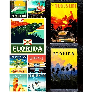 แม่เหล็กติดตู้เย็น ฟอริดา อเมริกา อะครีลิค 2×3 นิ้ว ของฝาก ของที่ระลึก Souvenir Acrylic Fridge Magnet USA Florida Set 2