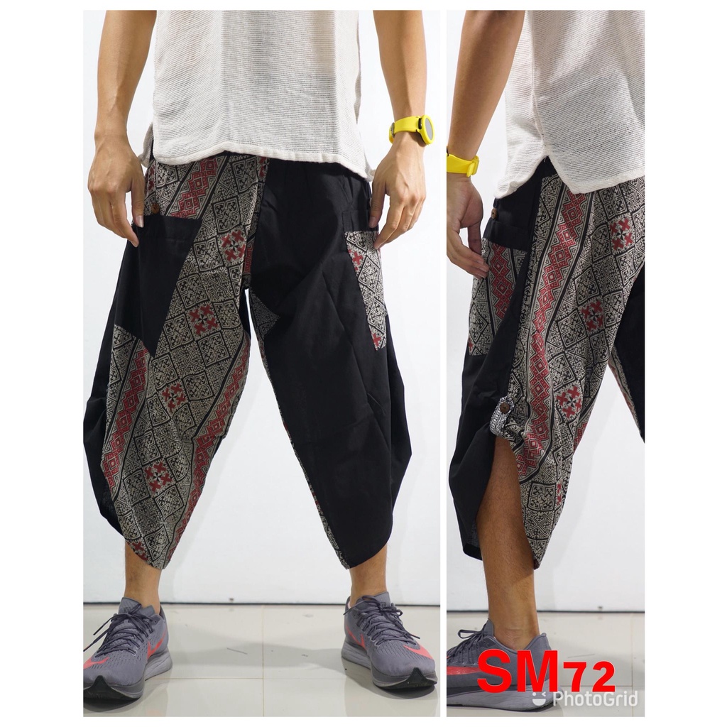 Samurai pants กางเกงซามูไร (ลายบวกแดงแถบ)