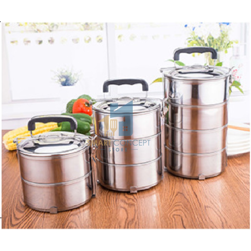 2 TIER/3 TIER/ 4 TIER (10 ซม./12 ซม./14 ซม.) สแตนเลสสแตนเลสอาหาร SHELF TIFFIN CARRIER LUNCH BOX