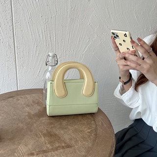 กระเป๋าสะพายไหล่ กระเป๋าถือ สีคอนทราสต์ แฟชั่นยอดนิยม สไตล์เรโทร สําหรับสตรี 2022