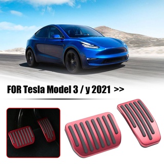 Tesla อุปกรณ์เสริมNon Sli Car Accelerator Brake edal Cover ad Relacement for Tesla Model 3 Y 2021 Auto Interior Accessor