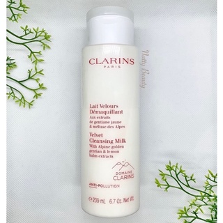 🔥แท้💯%🔥ฉลากไทย 200ml.ผลิต11/63 คลีนซิ่งน้ำนมล้างเครื่องสำอางค์ Clarins velvet cleansing milk white alpine golden