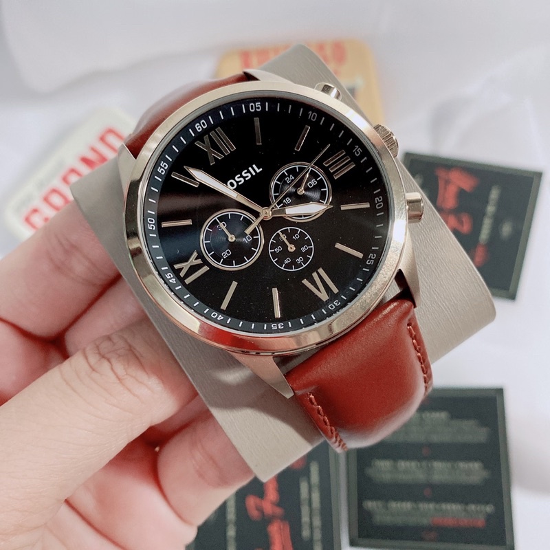 ผ อน0 แท 100 นาฬ กาข อม อ สายหน งส น ำตาล Fossil Flynn Chronograph Brown Leather Watch Bq2261 Shopee Thailand