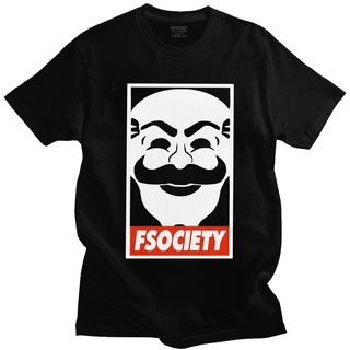 เสื้อยืดแขนสั้น ผ้าฝ้าย แบบนิ่ม เข้ารูป พิมพ์ลาย Funny Mr Robot F Society แฟชั่นฤดูร้อน สําหรับผู้ชาย เสื้อยืดหุ่นยนต์ T