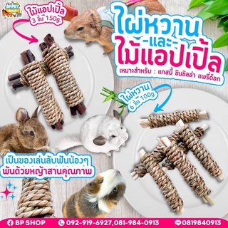 ขนมสัตว์ฟันแทะ ขนมกระต่าย แกสบี้ แฮมเตอร์ แพรี่ด็อก ชินชิลล่า ไผ่หวานและไม้แอปเปิ้ลพัน ของเล่นลับฟันกระต่าย
