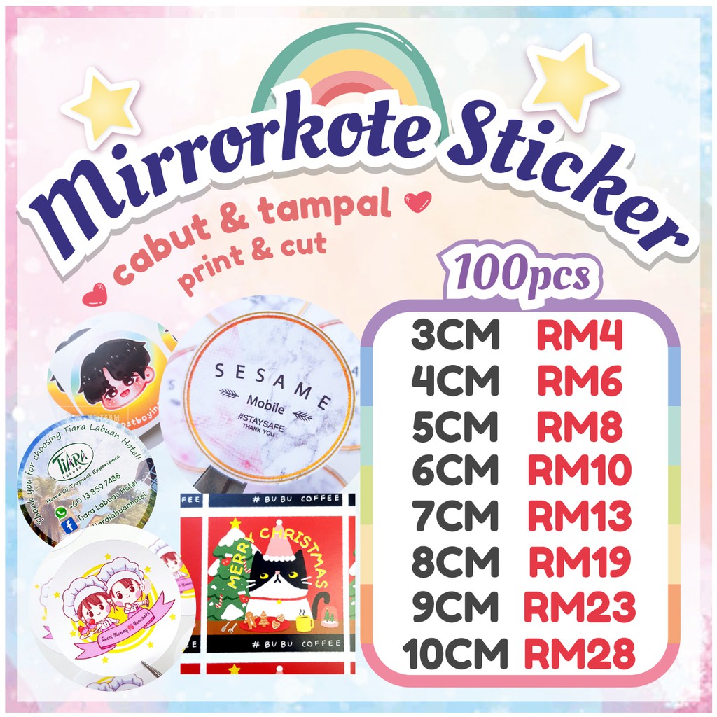 [STICKER PRINTING]Custom Glossy Mirrorcote Mirror Coat Sticker Label Product Printing Cut to Shape S