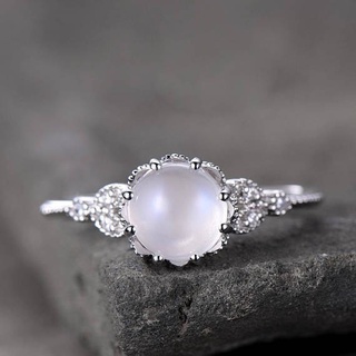 Delysia King Women Vintage Moonstone Ring Water Droplets Semi-transparent High-grade Rings