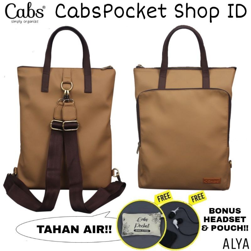 CABS ALYA กระเป๋าเป้สะพายหลังผู้หญิง BROWN MULTIPURPOSE WATERPROOF BACKPACK