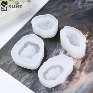 SUHE Handmade Resin Mould DIY Crafts Simulation Original Stone Silicone Mold UV Epoxy Key Chain Pendant Jewelry Making Tools Crystal Cluster