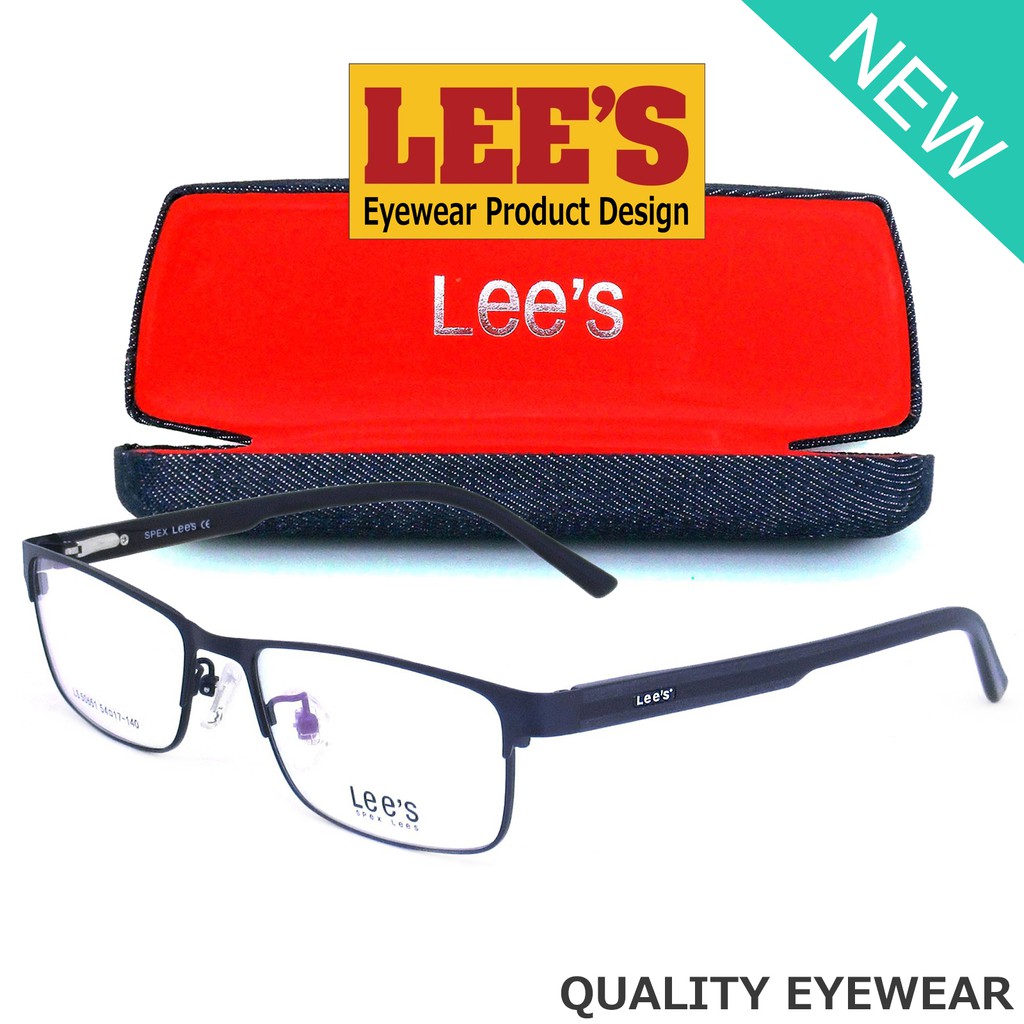 Lee's แว่นตา รุ่น 50651 C-18 สีน้ำเงิน กรอบเต็ม ขาสปริง วัสดุ สแตนเลส สตีล (สำหรับตัดเลนส์) Eyeglasses