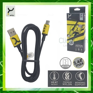 สายชาร์จ Why Aston Micro USB ยาว 1เมตร รองรับชาร์จ 2.4A สามารถโอนถ่ายข้อมูลได้