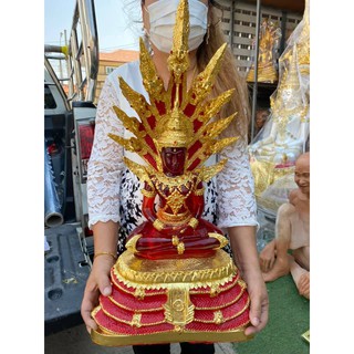 พระเเก้วนาคปรก องค์ใหญ่ สีประจำวัน กว้าง 15 นิ้ว สูง 25 นิ้ว