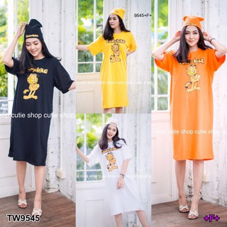 Maxi Dress เดรสยาวสกรีน  + หมวก KP9545