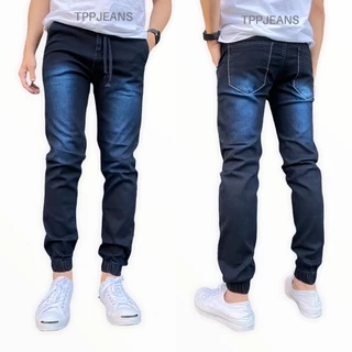 JEANSEXPRESS MidnightBlue jogger jeans จ้อกเกอร์ยีนส์ขาจั้ม สีมิดไนท์บลู เอวยางมีเชือก ผ้ายืด สวมใส่สบาย Size 28-54