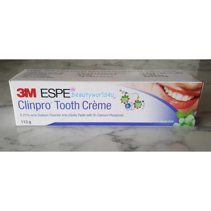 Lot ใหม่ ยาสีฟัน 3M ClinPro tooth Creme Spearmint 113 g. ยาสีฟัน3เอ็ม คลินโปรทูธครีม ป้องกันฟันผุ รสสเปียร์มิ้นท์