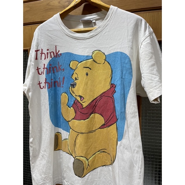 เสื้อยืดผ้าฝ้าย เสื้อยืดหมีพูห์วินเทจมือสอง VINTAGE 90s WINNIE THE POOH DISNEY Size XL มือ2