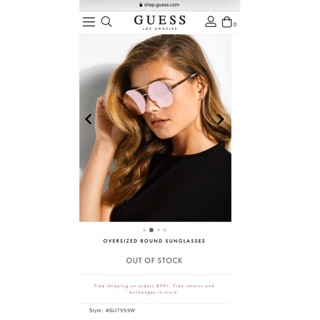 GUESS Oversize round sunglasses รุ่น GU7559 ของแท้