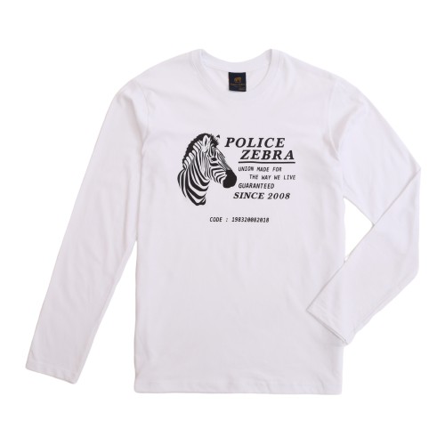Police Zebra เสื้อยืดคอกลมแขนยาว Premium Cotton100%ใส่ได้ทั้งผู้ชาย/ผู้หญิง สีขาว ดำ กรม (T181)
