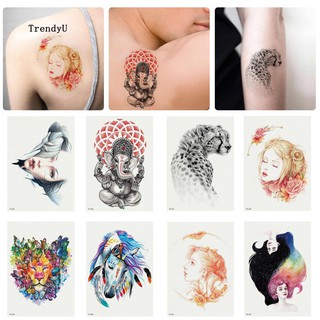 TDU_Colorful Animal Ganesha Long Lasting Temporary Tattoo Unisex Body Art Sticker