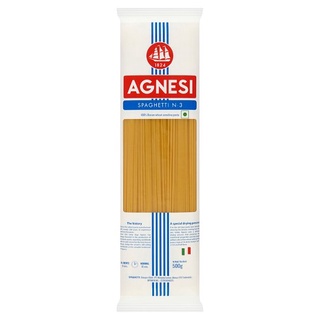 🔥D - day!! แอคเนซี สปาเก็ตตี้ พาสต้าเส้นกลม เบอร์ 3 500กรัม Agnesi Spaghetti No. 3 500g