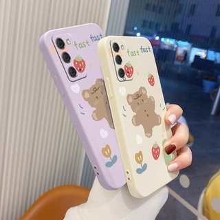 เคสหมีสตรอเบอร์รี่สามตัวมือถือ ซิลิโคนเหลว Phone Case For Samsung Galaxy Note 20 Ultra 20Ultra 10 Plus 10Plus 9  เคสคลุมโทรศัพท์นุ่มบางพิเศษ