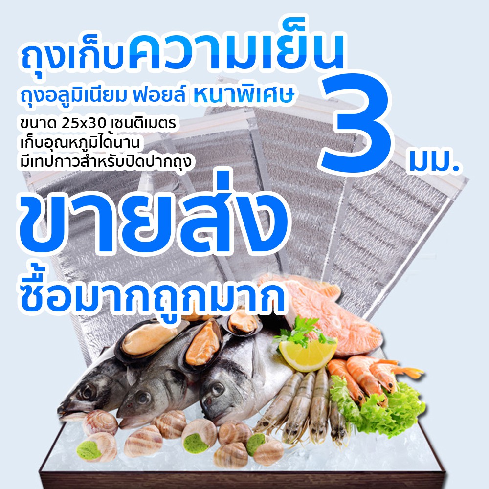 266 ถุงฟอยด์เก็บความเย็น เก็บความเย็นได้ 5-10 ชั่วโมง หนา 3 มิลลิเมตร แพ็คละ 1 ใบ